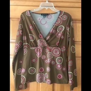 INC Wrap Top Brown with Beaded Design